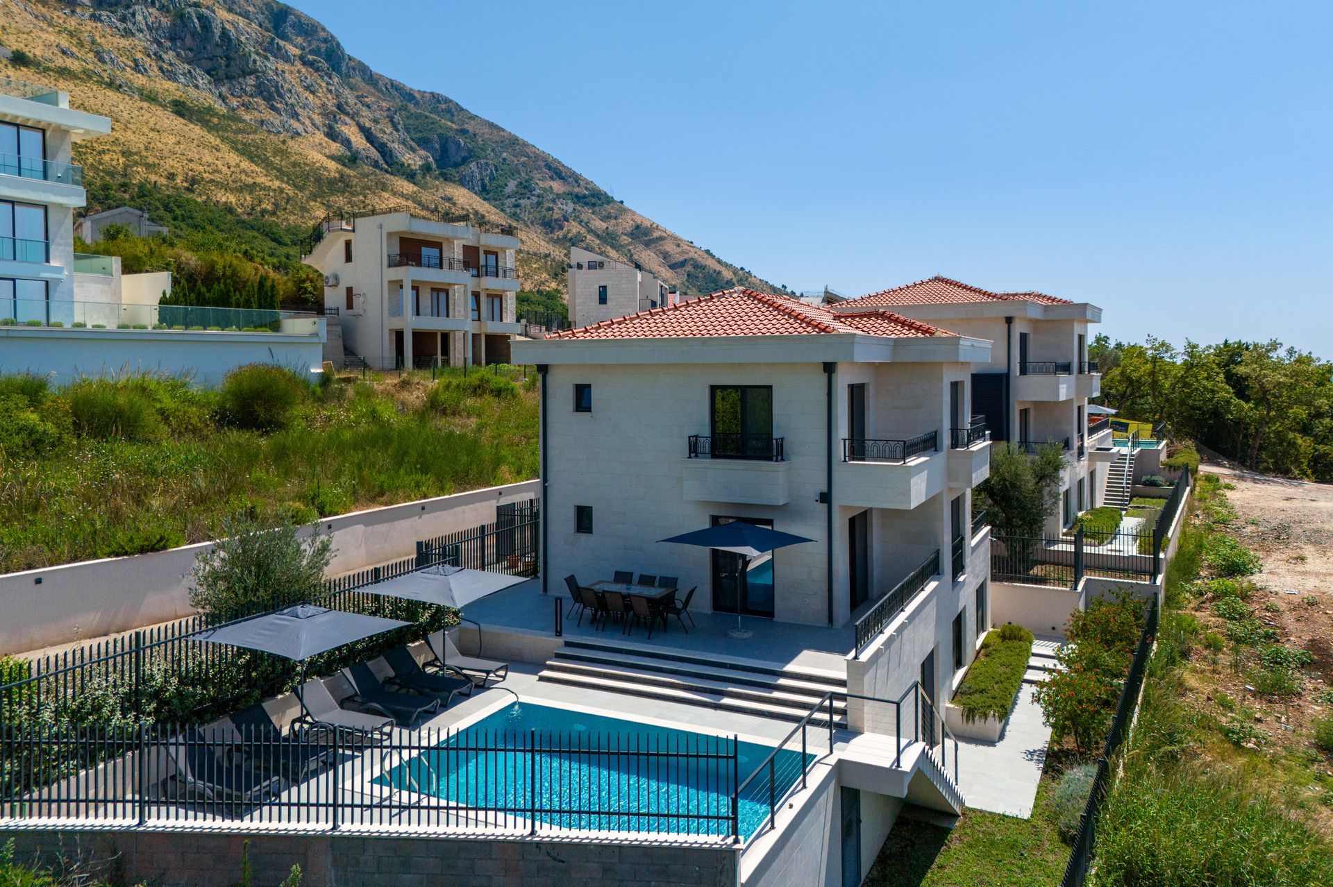 Izdaje se nova luksuzna vila sa bazenom i panoramskim pogledom na more – Reževići, Budva (na duži period) - Amfora Real Estate