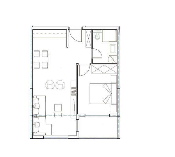 Jednosoban Stan 43.34 m² sa pogledom na more u Novom Stambenom Kompleksu u Bečićima - Amfora Real Estate