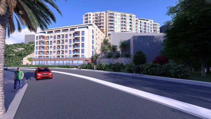 Dvosoban stan 104m2 u novom luksuznom stambenom kompleksu u izgradnji u Bečićima, bez poreza, 200 metara od plaže, sa pogledom na more - Amfora Real Estate
