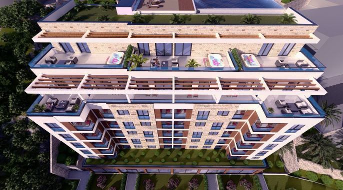 Dvosoban stan 85m2 u novom luksuznom stambenom kompleksu u izgradnji u Bečićima, bez poreza, 200 metara od plaže, sa pogledom na more - Amfora Real Estate