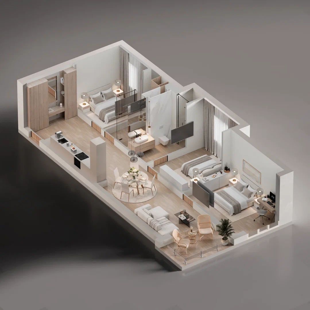 Dvosoban stan 85m2 u novom luksuznom stambenom kompleksu u izgradnji u Bečićima, bez poreza, 200 metara od plaže, sa pogledom na more - Amfora Real Estate