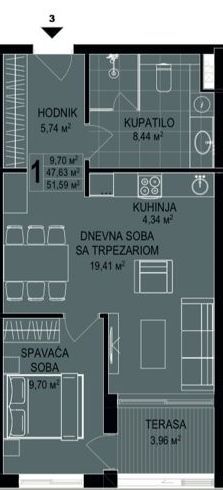 Dvosoban stan 85m2 u novom luksuznom stambenom kompleksu u izgradnji u Bečićima, bez poreza, 200 metara od plaže, sa pogledom na more - Amfora Real Estate