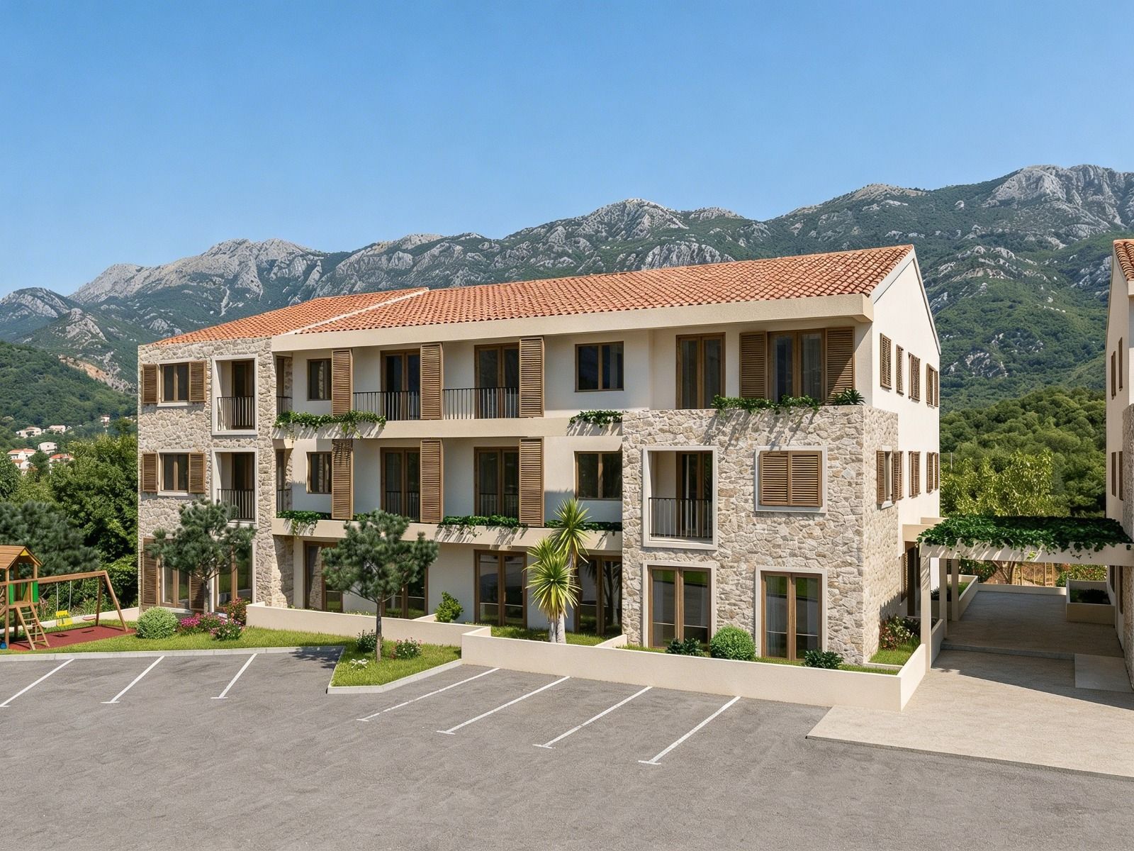 Jednosoban stan 43.60m² u luksuznom kompleksu Palazzo Jaz sa bazenom – Kovačko Polje, Kotor (Mogućnost odloženog plaćanja i kupovine putem hipotekarnog kredita) - Amfora Real Estate