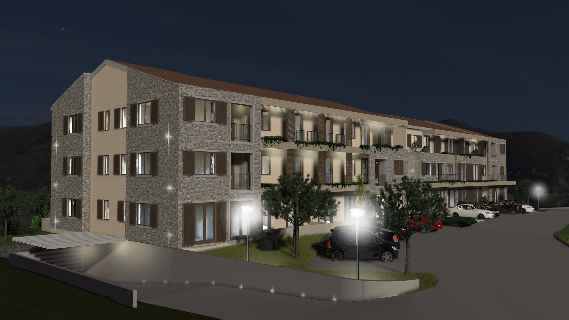 Jednosoban stan 43.27m² u luksuznom kompleksu Palazzo Jaz sa bazenom – Kovačko Polje, Kotor (Mogućnost odloženog plaćanja i kupovine putem hipotekarnog kredita) - Amfora Real Estate