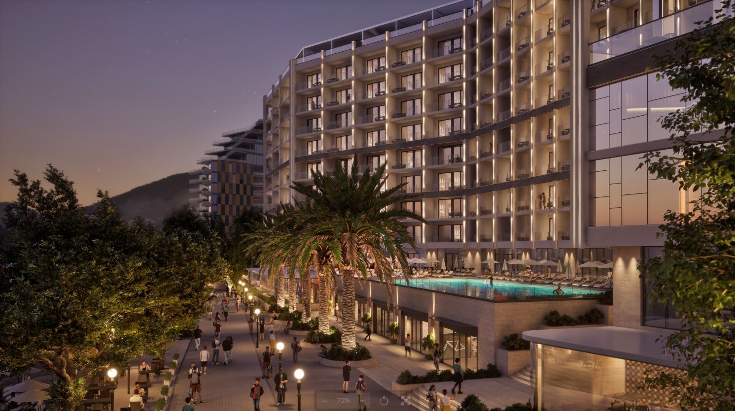 Prodaja jednosobnog stana 58m² sa pogledom na more u ekskluzivnom stambenom kompleksu u Rafailovicima– prvi red do mora sa privatnom plažom i luksuznim sadržajima - Amfora Real Estate