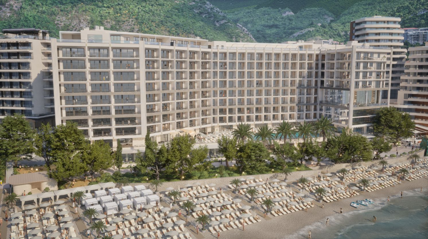 Prodaja jednosobnog stana 58m² sa pogledom na more u ekskluzivnom stambenom kompleksu u Rafailovicima– prvi red do mora sa privatnom plažom i luksuznim sadržajima - Amfora Real Estate