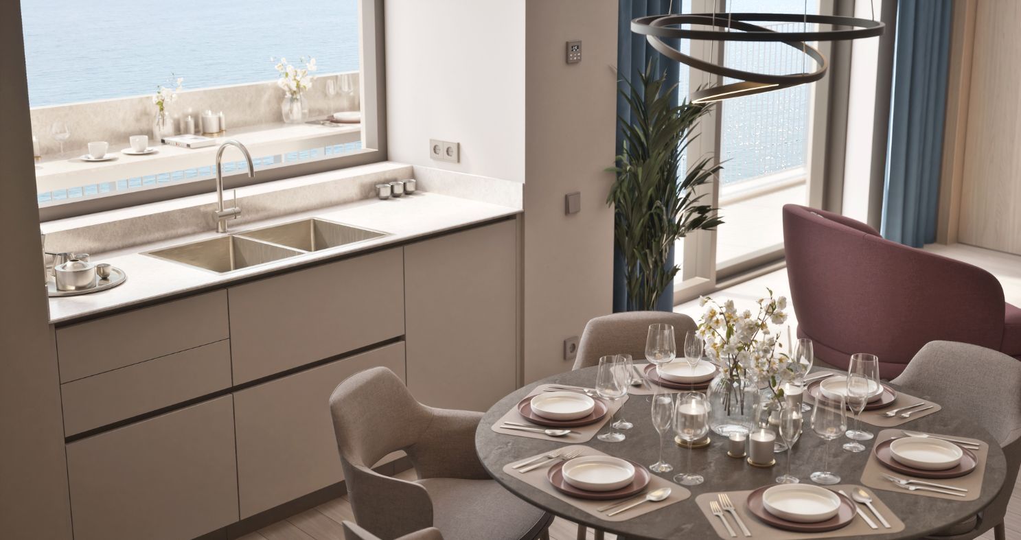 Prodaja jednosobnog stana 62m² sa pogledom na more u ekskluzivnom stambenom kompleksu u Rafailovicima– prvi red do mora sa privatnom plažom i luksuznim sadržajima - Amfora Real Estate