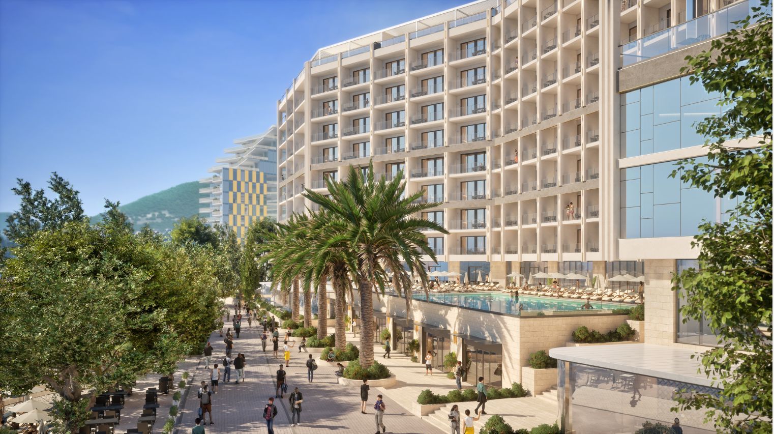 Prodaja jednosobnog stana 58 m² sa pogledom na more u ekskluzivnom stambenom kompleksu u Rafailovićima – prvi red do mora sa privatnom plažom i luksuznim sadržajima - Amfora Real Estate