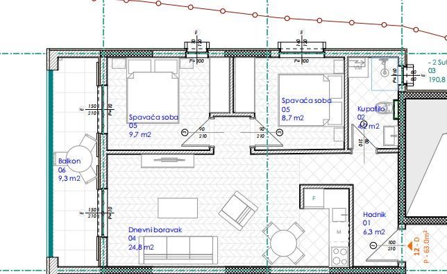 Prodaja dvosobnog stana 63 m² sa pogledom na more – Lazi, Budva (završetak radova decembar 2025) - Amfora Real Estate