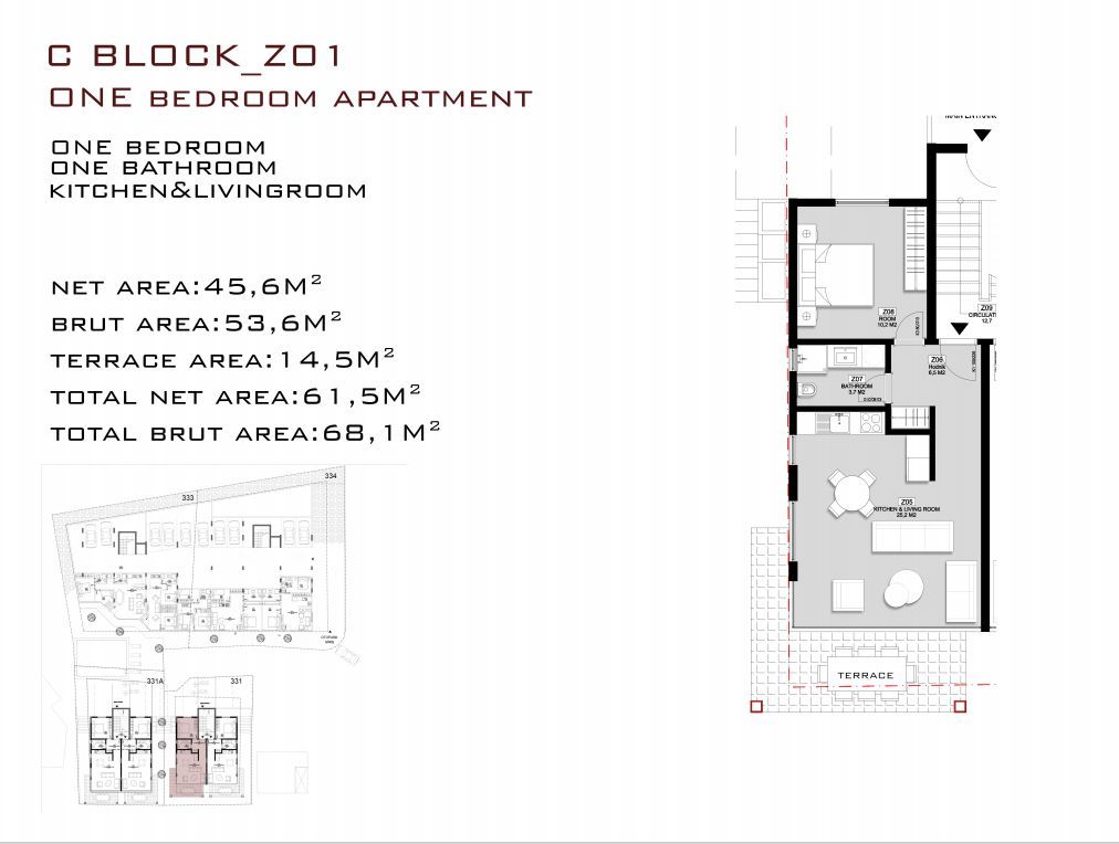 Prodaja jednosobnog stana 70.82 m² (45.82 m² stambenog prostora + terasa 25m²)  u novom kompleksu sa bazenom i parkingom – Kava, Tivat - Amfora Real Estate