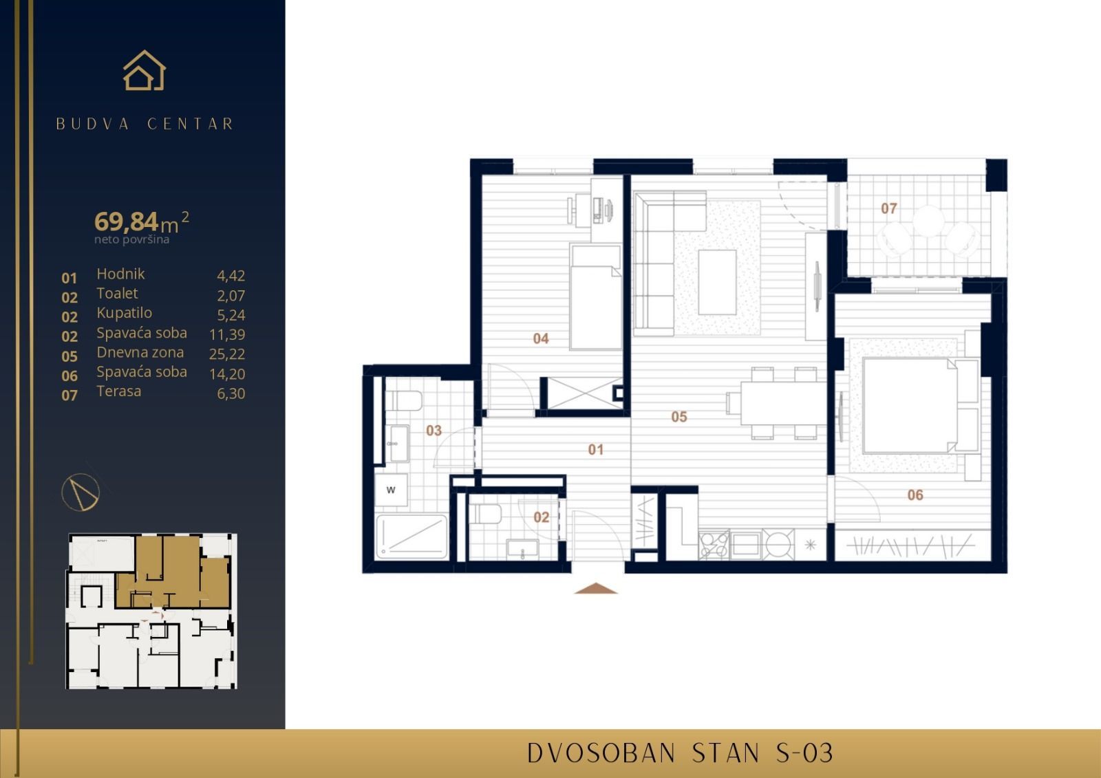 Prodaja Stanova u Izgradnji u Centru Budve-Dvosoban 69.84m2 - Amfora Real Estate