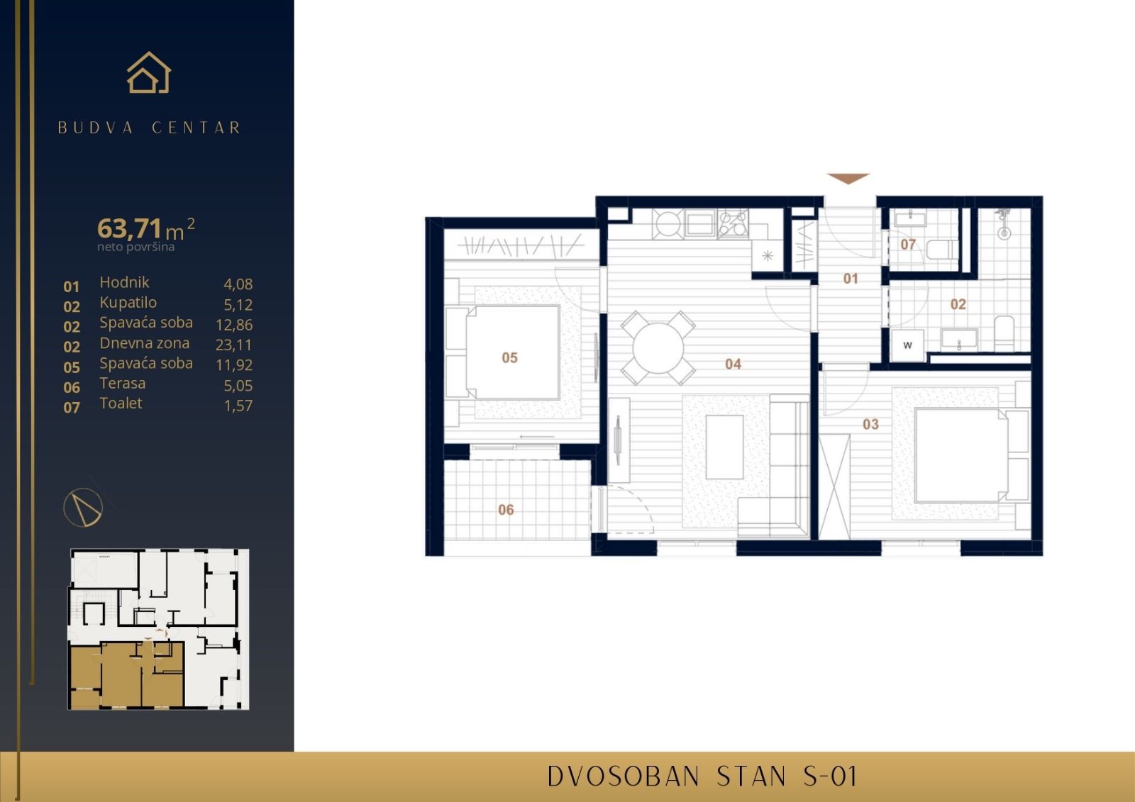 Prodaja Stanova u Izgradnji u Centru Budve-Dvosoban 69.84m2 - Amfora Real Estate