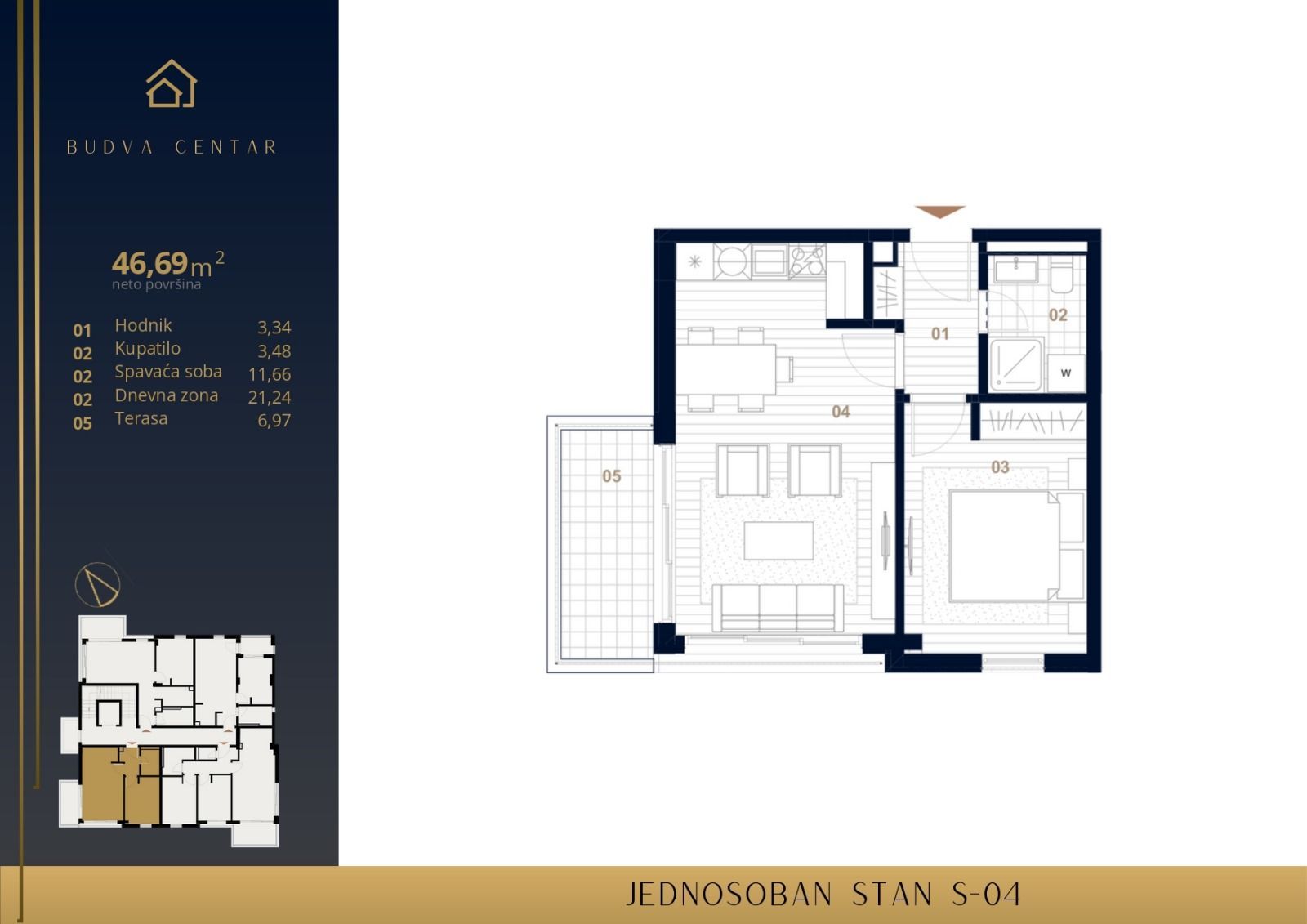 Prodaja Stanova u Izgradnji u Centru Budve-Dvosoban 69.84m2 - Amfora Real Estate
