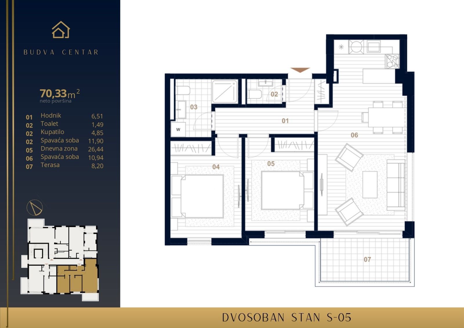 Prodaja Stanova u Izgradnji u Centru Budve-Dvosoban 69.84m2 - Amfora Real Estate