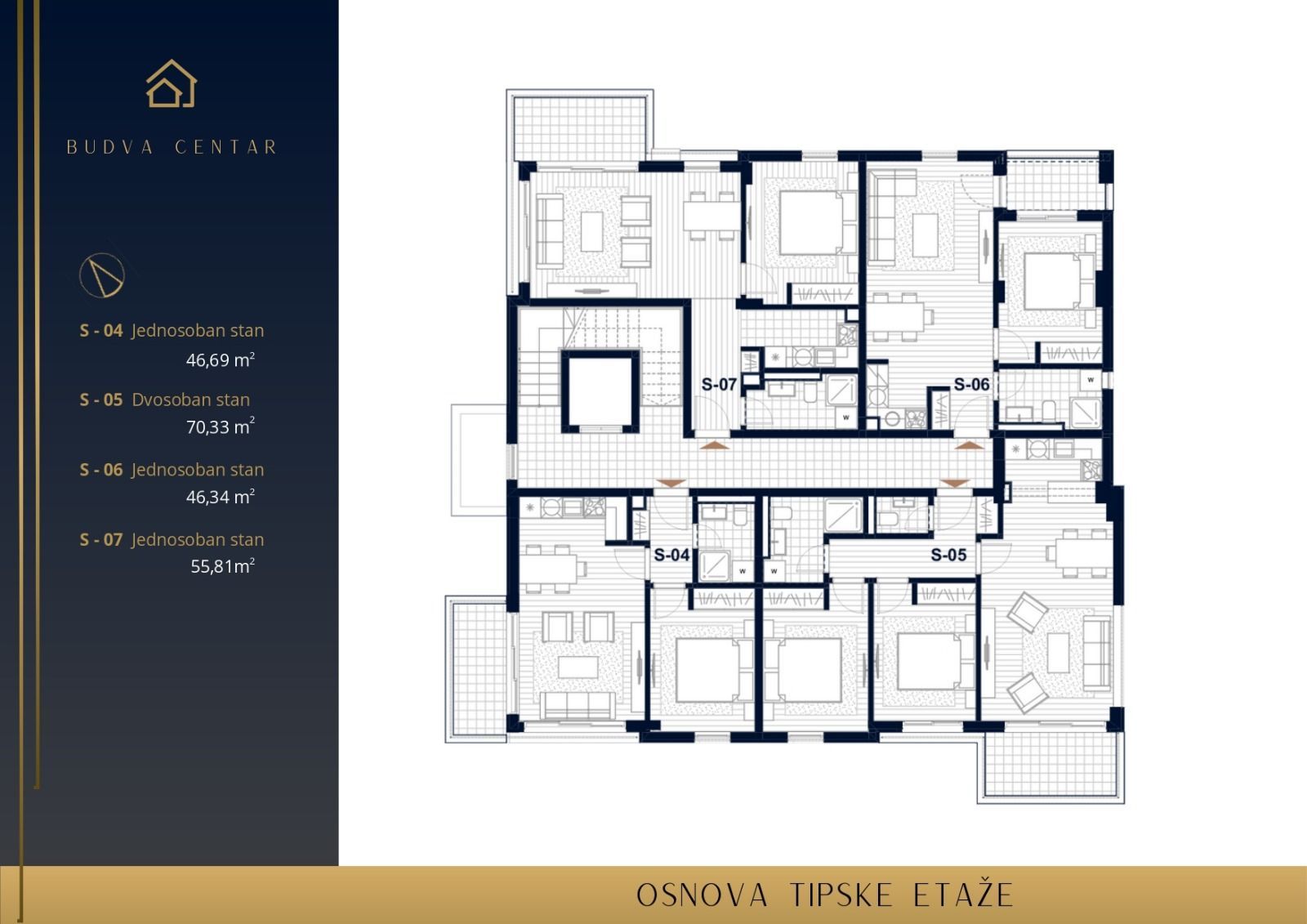 Prodaja Stanova u Izgradnji u Centru Budve-Dvosoban 69.84m2 - Amfora Real Estate