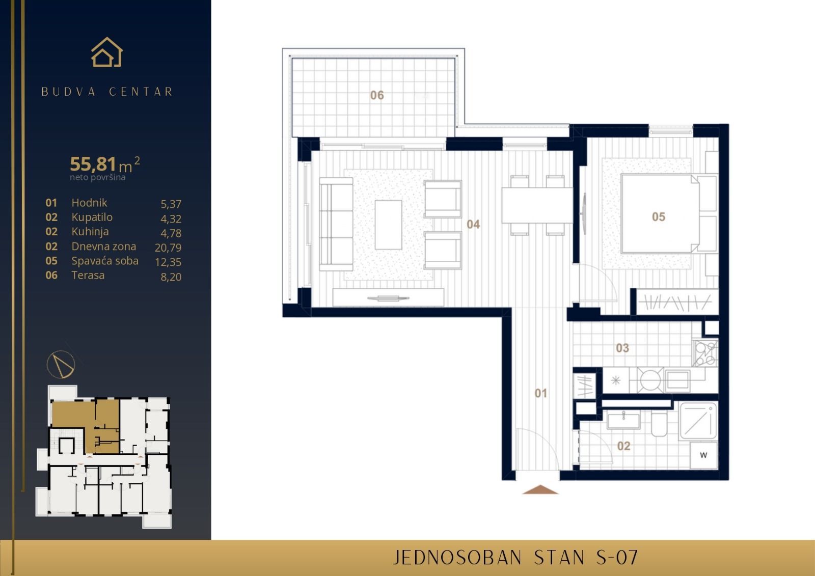 Prodaja Stanova u Izgradnji u Centru Budve-Dvosoban 69.84m2 - Amfora Real Estate