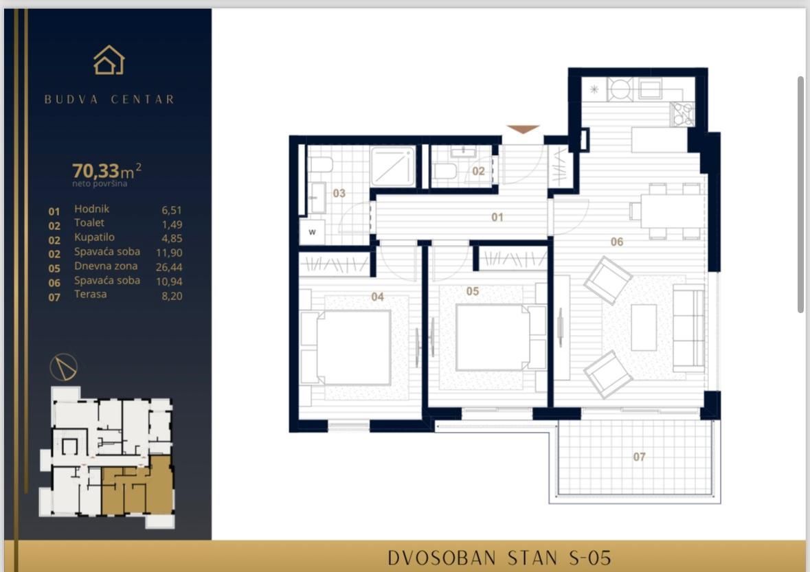 Prodaja Stanova u Izgradnji u Centru Budve-Dvosoban 69.84m2 - Amfora Real Estate