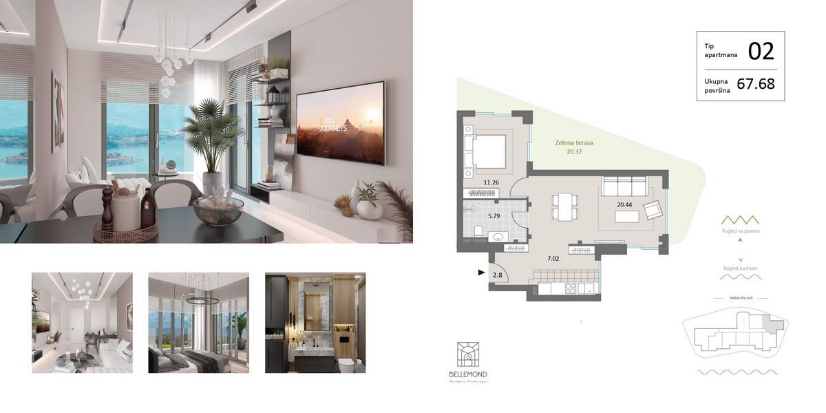 Jednosoban stan 69m2 sa pogledom na more,u novom ekskluzivnom kompleksu,na prvoj liniji mora, Becici. - Amfora Real Estate