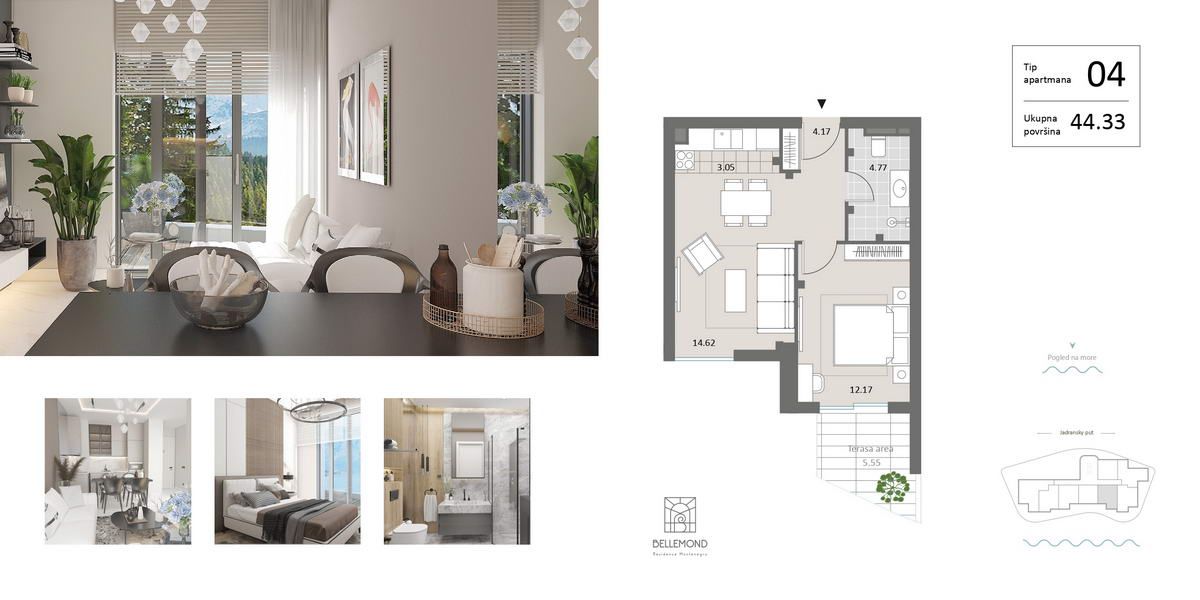 Jednosoban stan 69m2 sa pogledom na more,u novom ekskluzivnom kompleksu,na prvoj liniji mora, Becici. - Amfora Real Estate