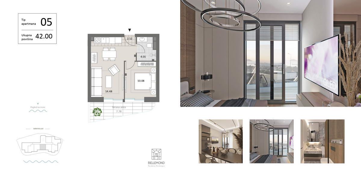 Dvosoban stan 116m2 sa pogledom na more,u novom ekskluzivnom kompleksu,na prvoj liniji mora, Becici. - Amfora Real Estate