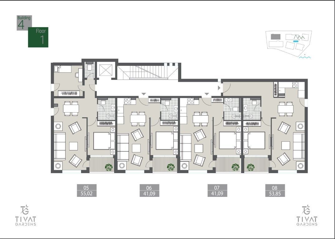 Na prodaju jednosoban stan 58 m² – ekskluzivni rezidencijalni kompleks Tivat Gardens, Tivat - Amfora Real Estate