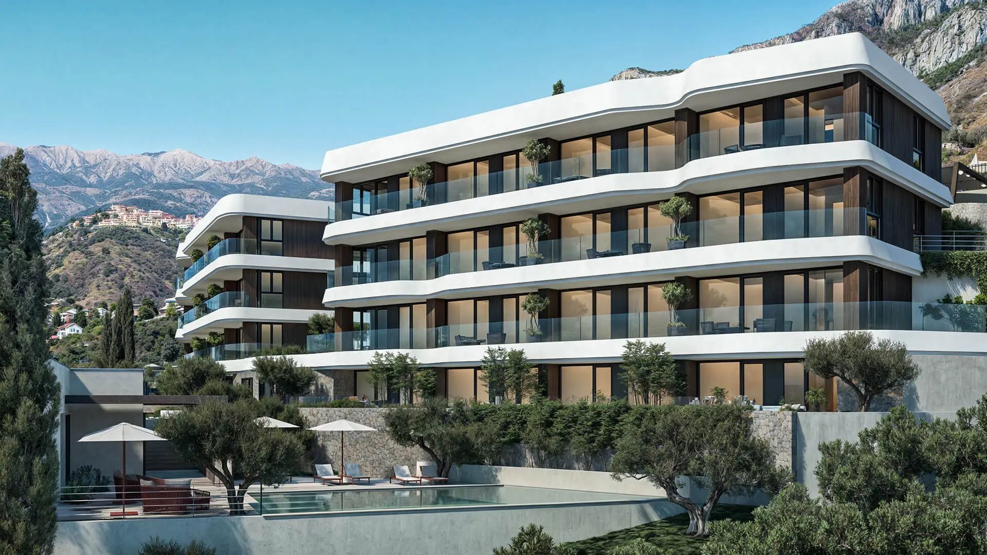 Jednosoban opremljen stan 68.01m2 u luksuznom stambenom kompleksu sa panoramskim pogledom na more, spa centrom i vrhunskim sadržajima u Reževićima, Budva - Amfora Real Estate