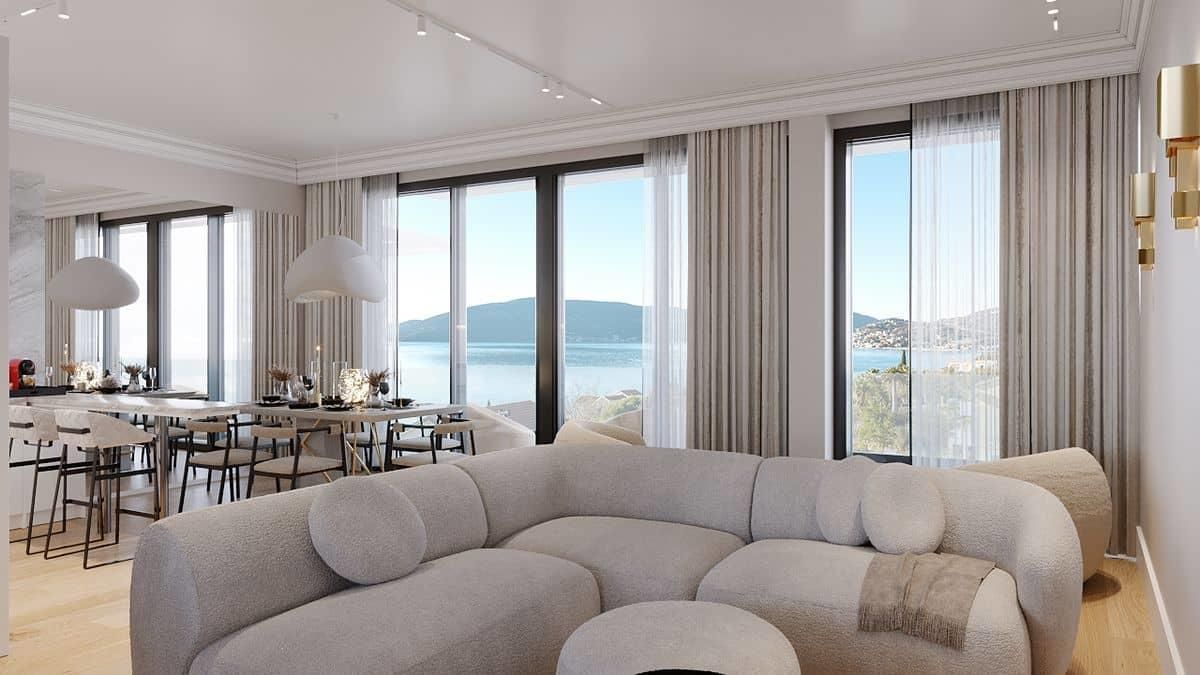 Jednosoban stan 42.77m2+31.55m2 gratis terase u novom stambenom kompleksu sa bazenom-Kumbor,Herceg Novi - Amfora Real Estate