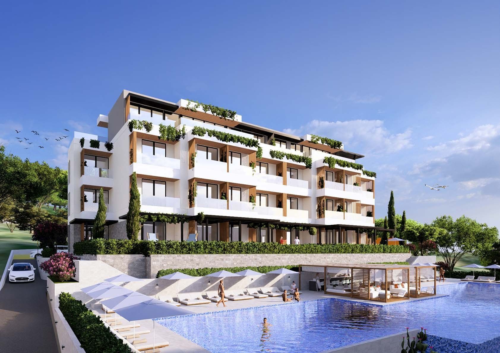 Jednosoban stan 42.77m2+31.55m2 gratis terase u novom stambenom kompleksu sa bazenom-Kumbor,Herceg Novi - Amfora Real Estate