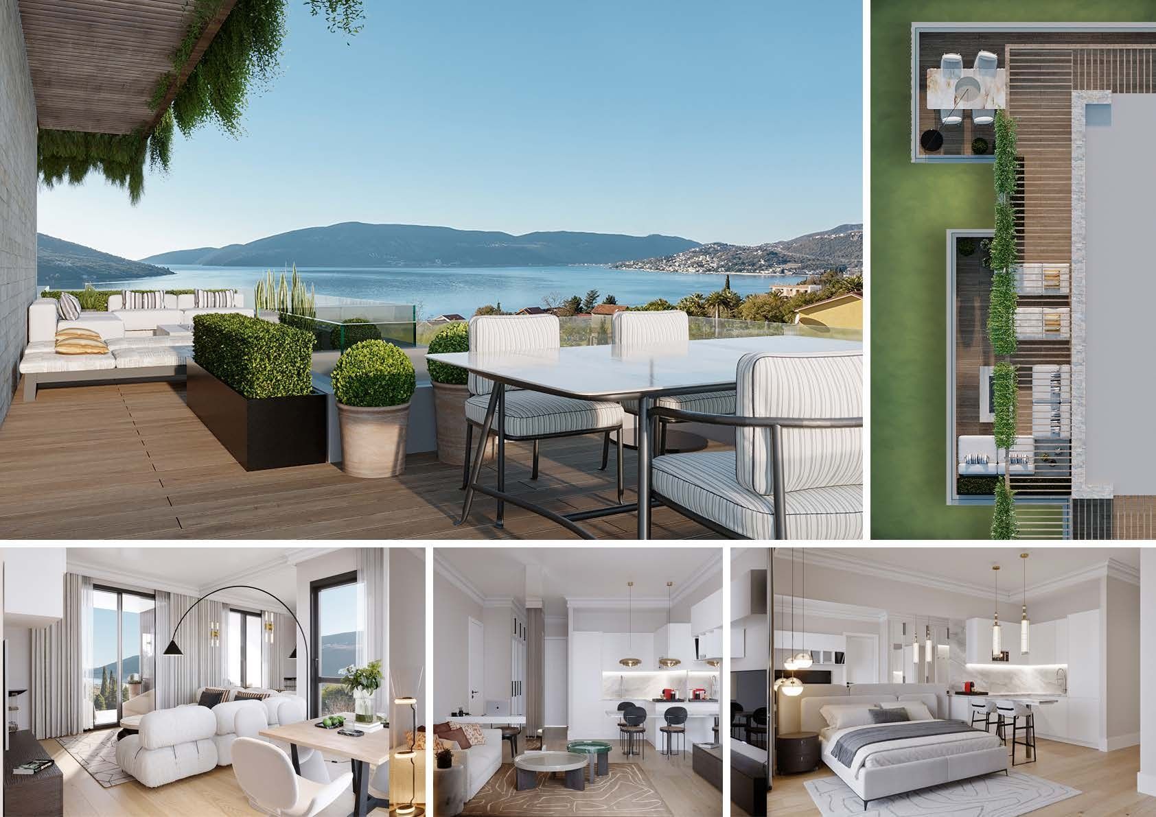 Jednosoban stan 43.05m2 gratis terase u novom stambenom kompleksu sa bazenom-Kumbor,Herceg Novi - Amfora Real Estate