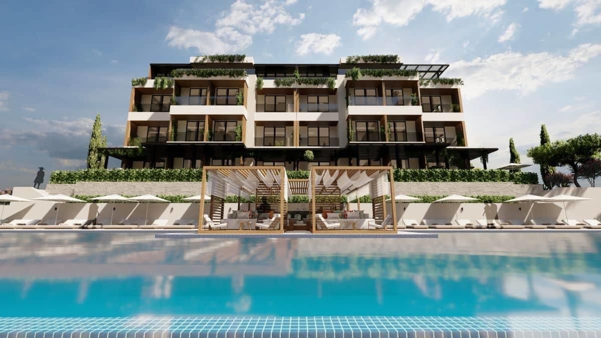Jednosoban stan 43.05m2 gratis terase u novom stambenom kompleksu sa bazenom-Kumbor,Herceg Novi - Amfora Real Estate