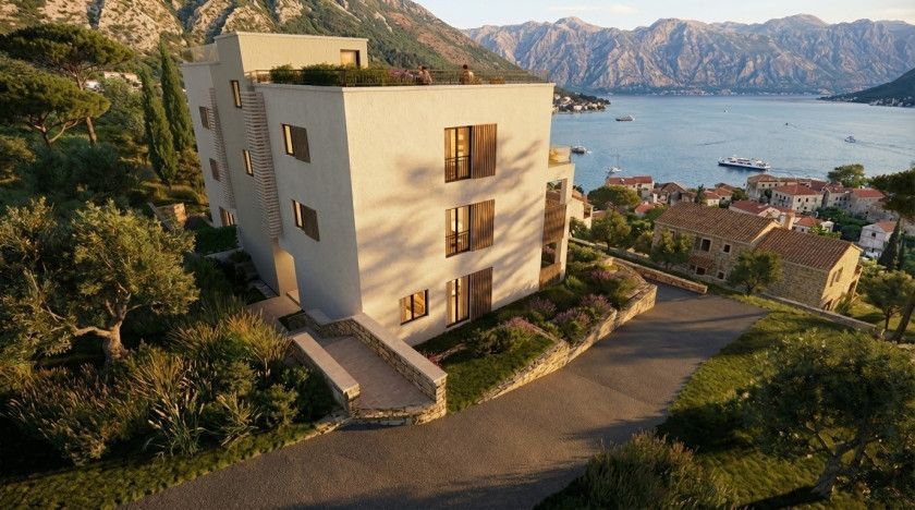 Jednosoban stan 58 m² sa pogledom na more u novoj zgradi sa krovnim bazenom– Dobrota, završetak 2026 - Amfora Real Estate