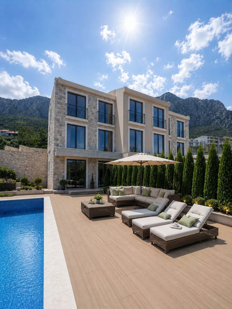 Townhouse luksuzna vila u ekskluzivnom kompleksu od 9 jedinica sa bazenom, garažom i panoramskim pogledom na more – Blizikuće, Budvanska rivijera (bez poreza, odloženo plaćanje) - Amfora Real Estate