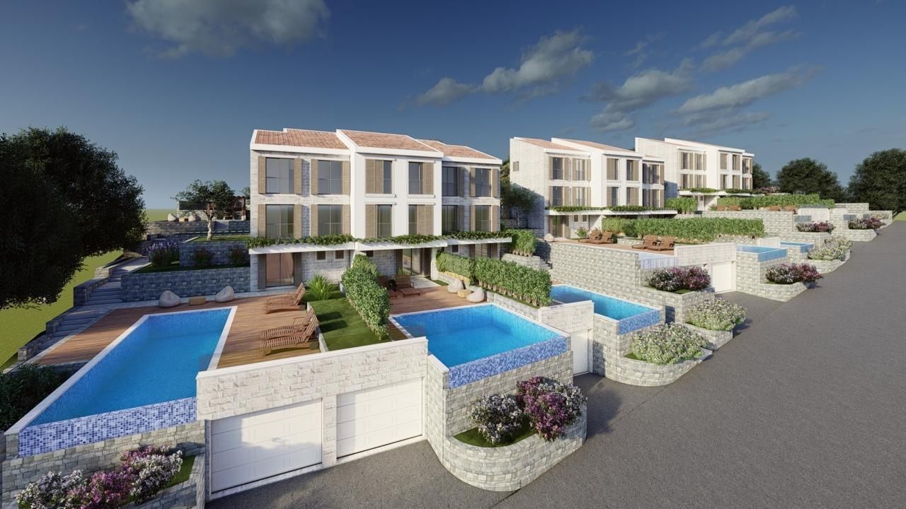 Townhouse luksuzna vila u ekskluzivnom kompleksu od 9 jedinica sa bazenom, garažom i panoramskim pogledom na more – Blizikuće, Budvanska rivijera (bez poreza, odloženo plaćanje) - Amfora Real Estate