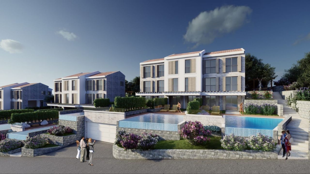 Townhouse luksuzna vila u ekskluzivnom kompleksu od 9 jedinica sa bazenom, garažom i panoramskim pogledom na more – Blizikuće, Budvanska rivijera (bez poreza, odloženo plaćanje) - Amfora Real Estate