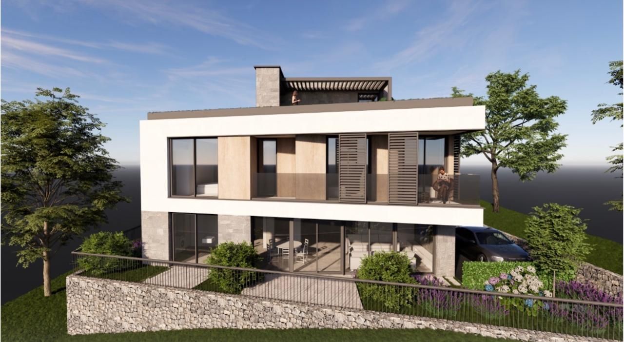 Građevinska parcela 250m² sa projektom za modernu vilu – Mažina, Tivat - Amfora Real Estate