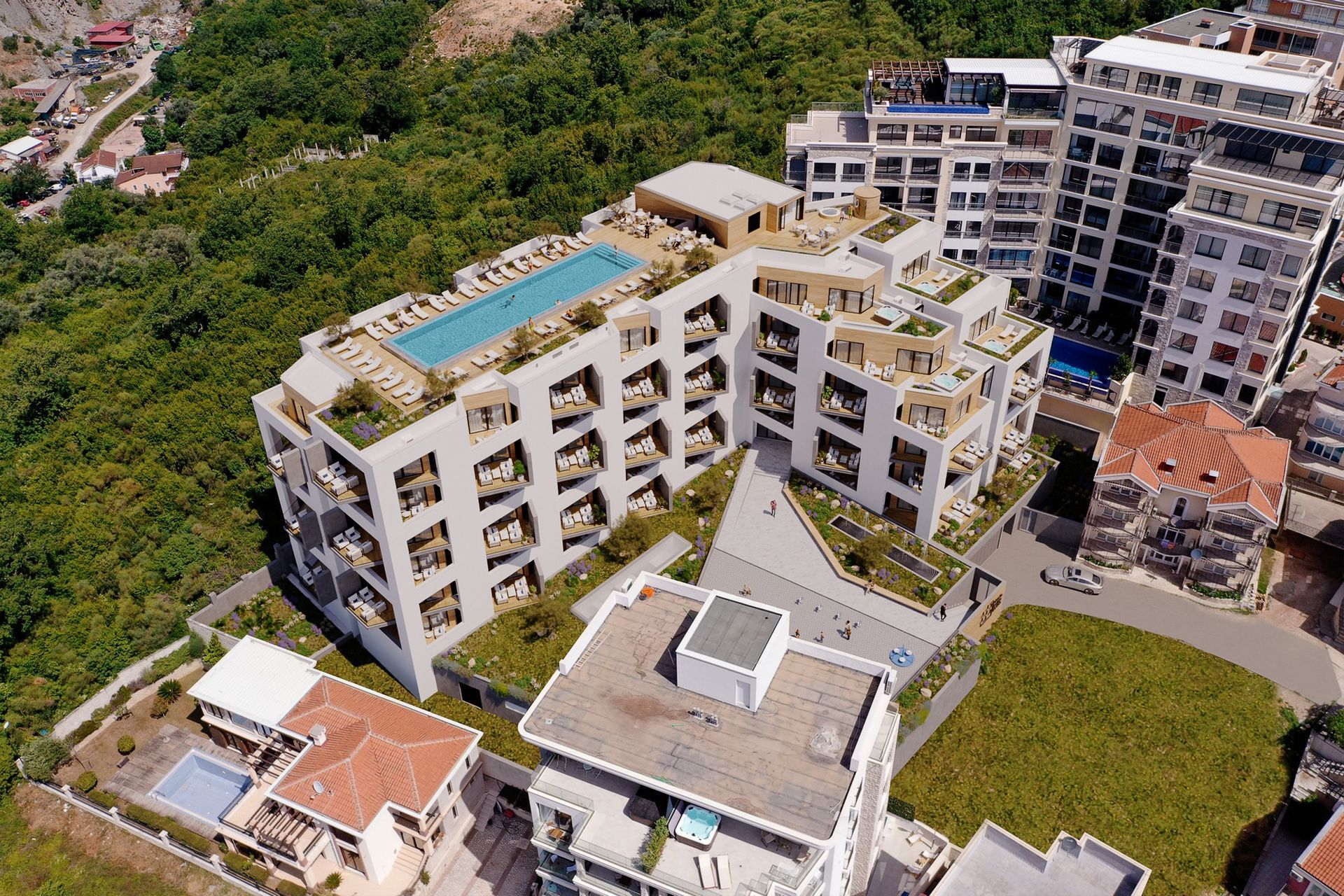 Dvosoban stan 71m2 sa pogledom na more u novom stambenom kompleksu sa bazenom,Becici - Amfora Real Estate