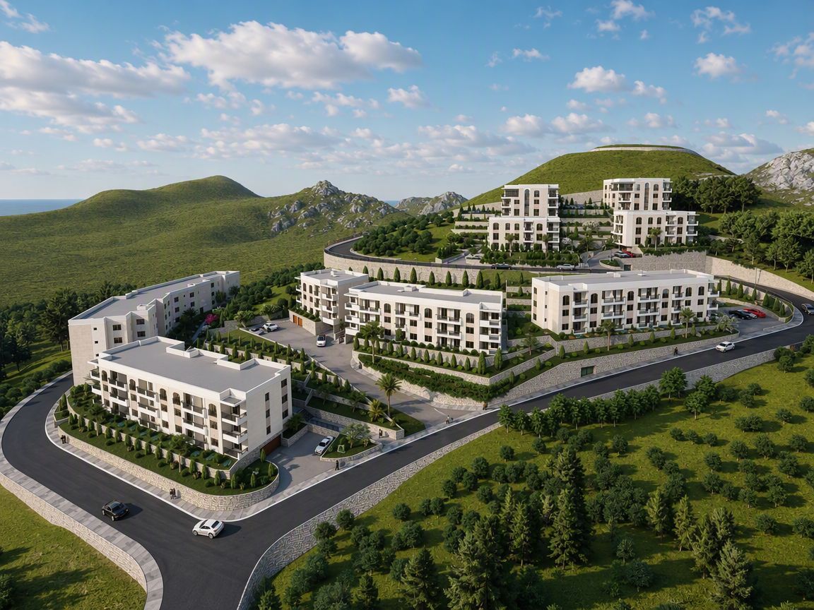 Jednosoban stan 51.99m² u novom kompleksu sa bazenom i pogledom na more – Dubovica, Budva | Bez plaćanja poreza 3% - Amfora Real Estate