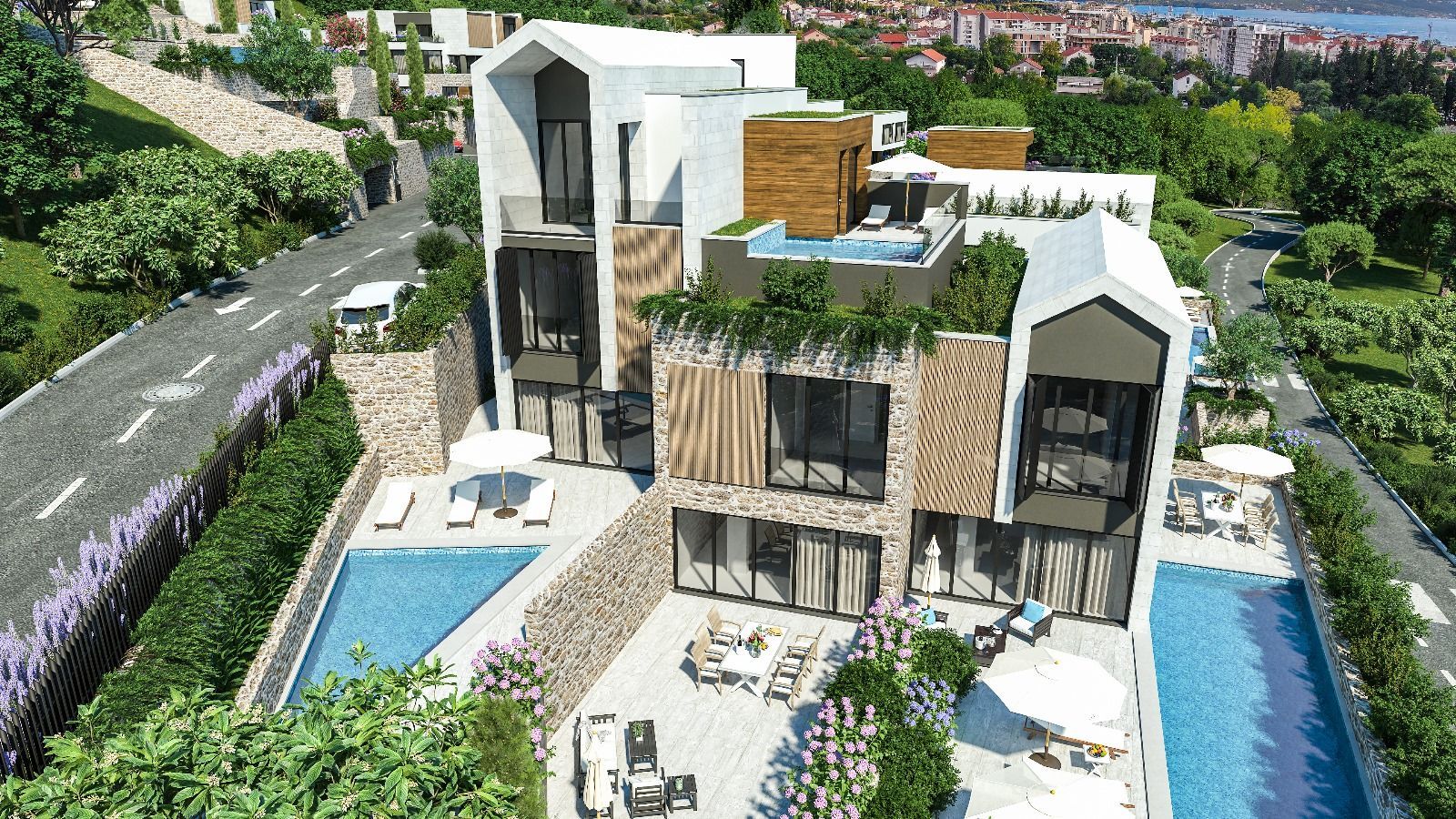 Luksuzan apartman 140 m² sa privatnim bazenom i terasom 145 m² –Donja Lastva, Tivat - Amfora Real Estate