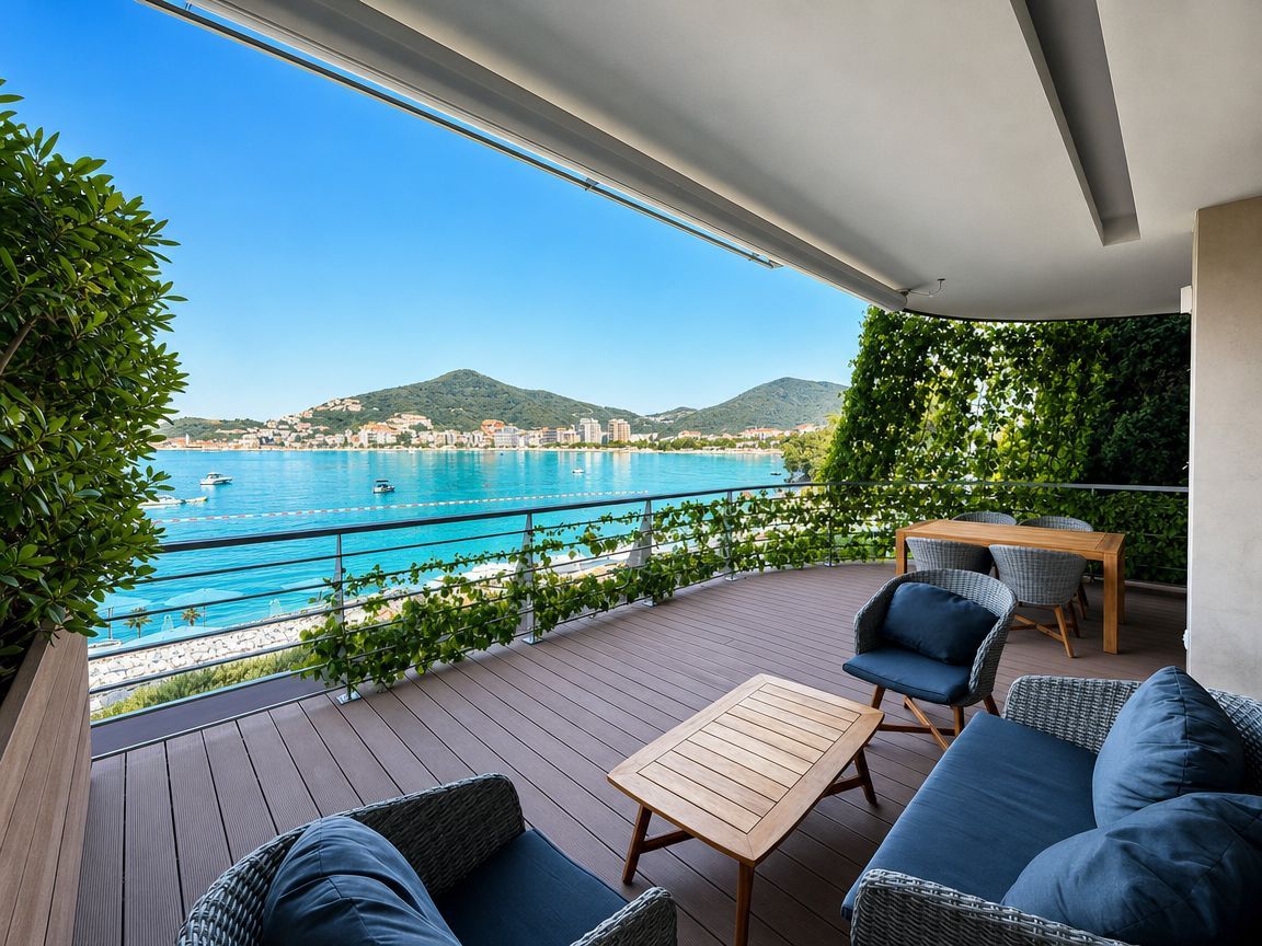 Luksuzan dvosoban stan 146m² sa panoramskim pogledom na more – prva linija do mora, Dukley Gardens, Budva - Amfora Real Estate