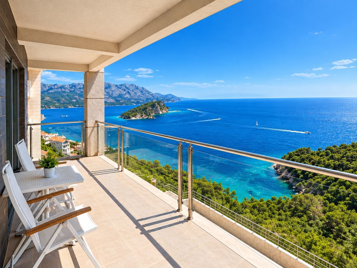 Prodaja luksuznog dvosobnog stana 70 m² sa panoramskim pogledom na more, bazenom i parkingom – Komoševina, Budva - Amfora Real Estate