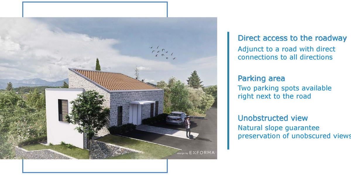 Na prodaju građevinski plac sa odobrenim projektom za vilu u Radovićima, Luštica - Amfora Real Estate