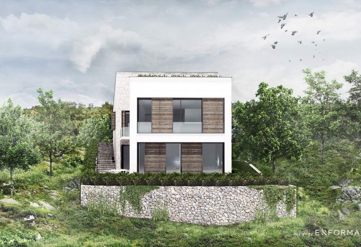 Na prodaju građevinski plac sa odobrenim projektom za vilu u Radovićima, Luštica - Amfora Real Estate