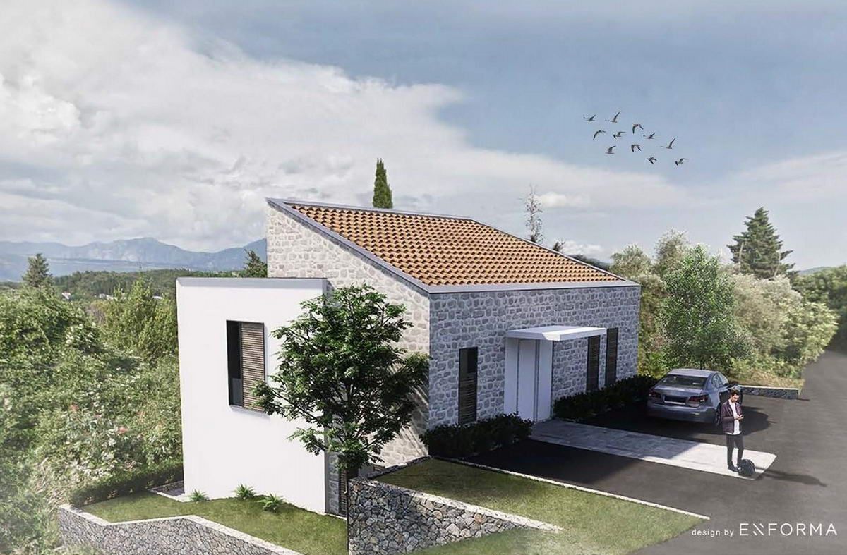 Na prodaju građevinski plac sa odobrenim projektom za vilu u Radovićima, Luštica - Amfora Real Estate