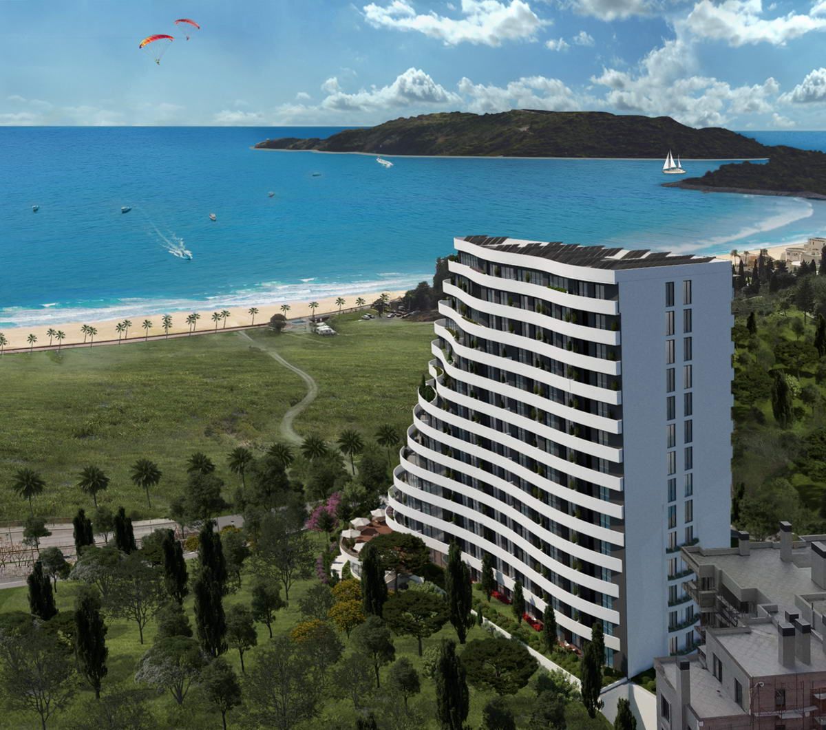 Prelep dvosoban stan u novoizgradjenom kompleksu Sky Line u Bečićima - Amfora Real Estate