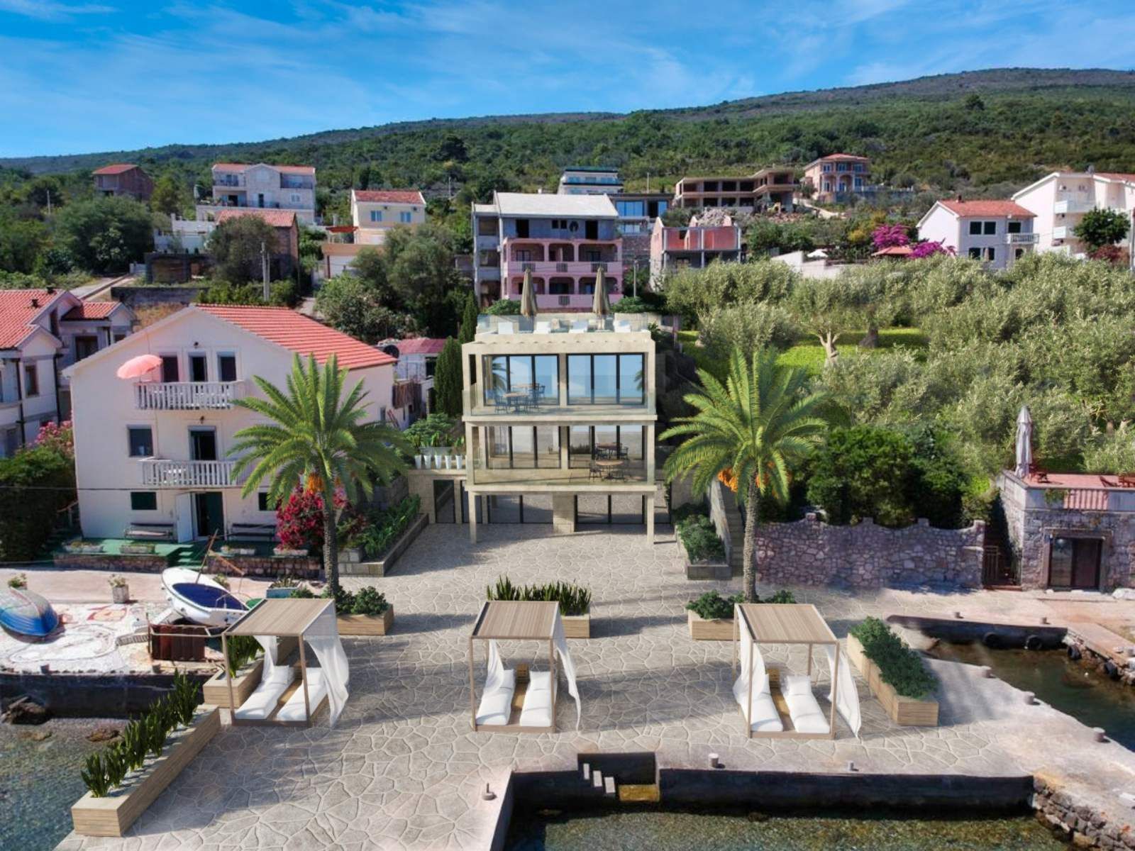 Urbanizovana parcela sa objektom u izgradnji na samoj obali mora - Tivat, Krašići - Amfora Real Estate