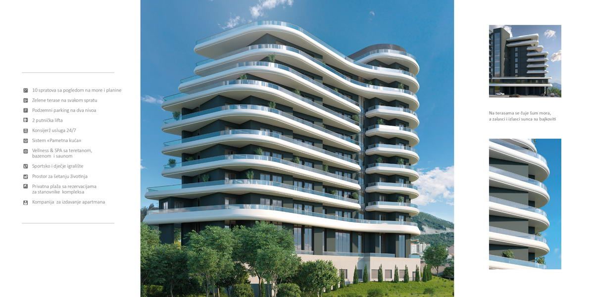 Jednosoban stan 45m2 u novom ekskluzivnom kompleksu,na prvoj liniji mora, Becici. - Amfora Real Estate