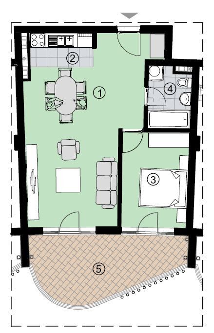 Nov jednosoban stan površine 66m2,Anatolia, Bečići - Amfora Real Estate