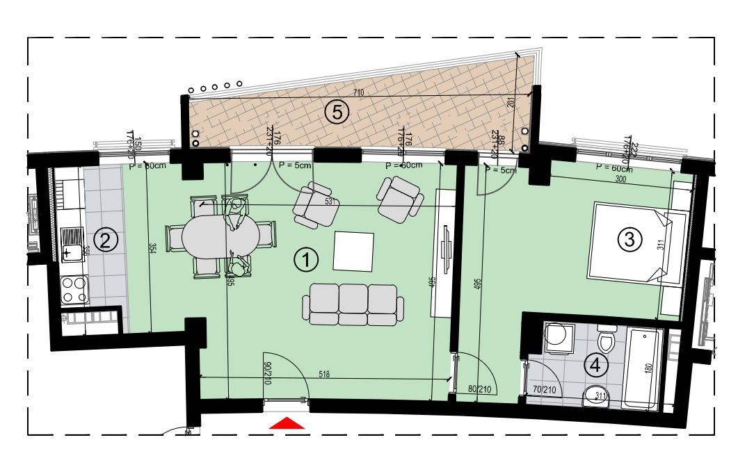 Nov jednosoban stan površine 60m2,Anatolia, Bečići - Amfora Real Estate