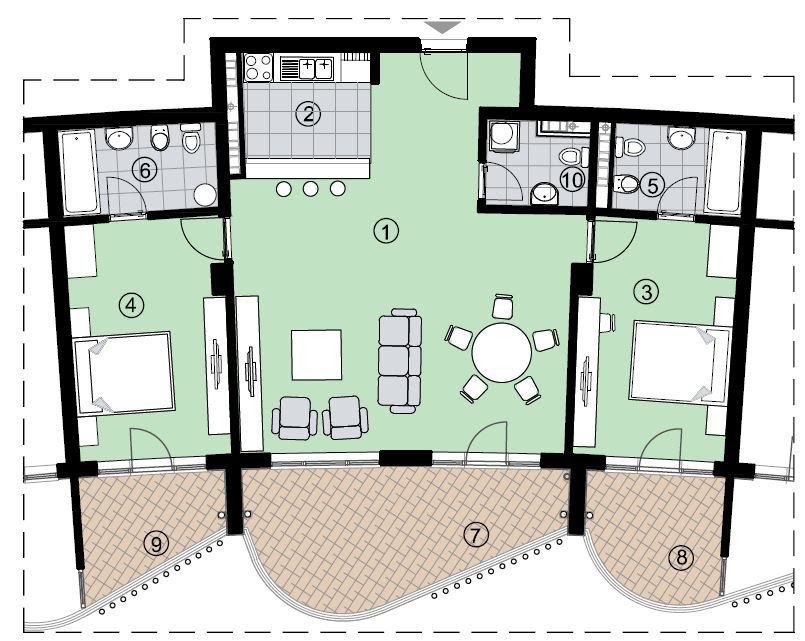 Nov dvosoban stan 117m2 sa pogledom na more. Anatolia, Bečići - Amfora Real Estate