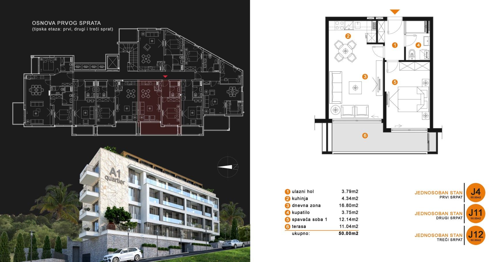 Stanovi u novogradnji, nova zgrada u naselju Dubovica Lux-JEDNOSOBAN STAN 50m2 - Amfora Real Estate